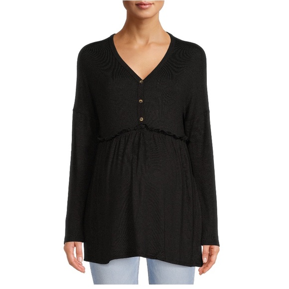 NWT Time and Tru Maternity Long Sleeve Henley Babydol - Picture 4 of 6